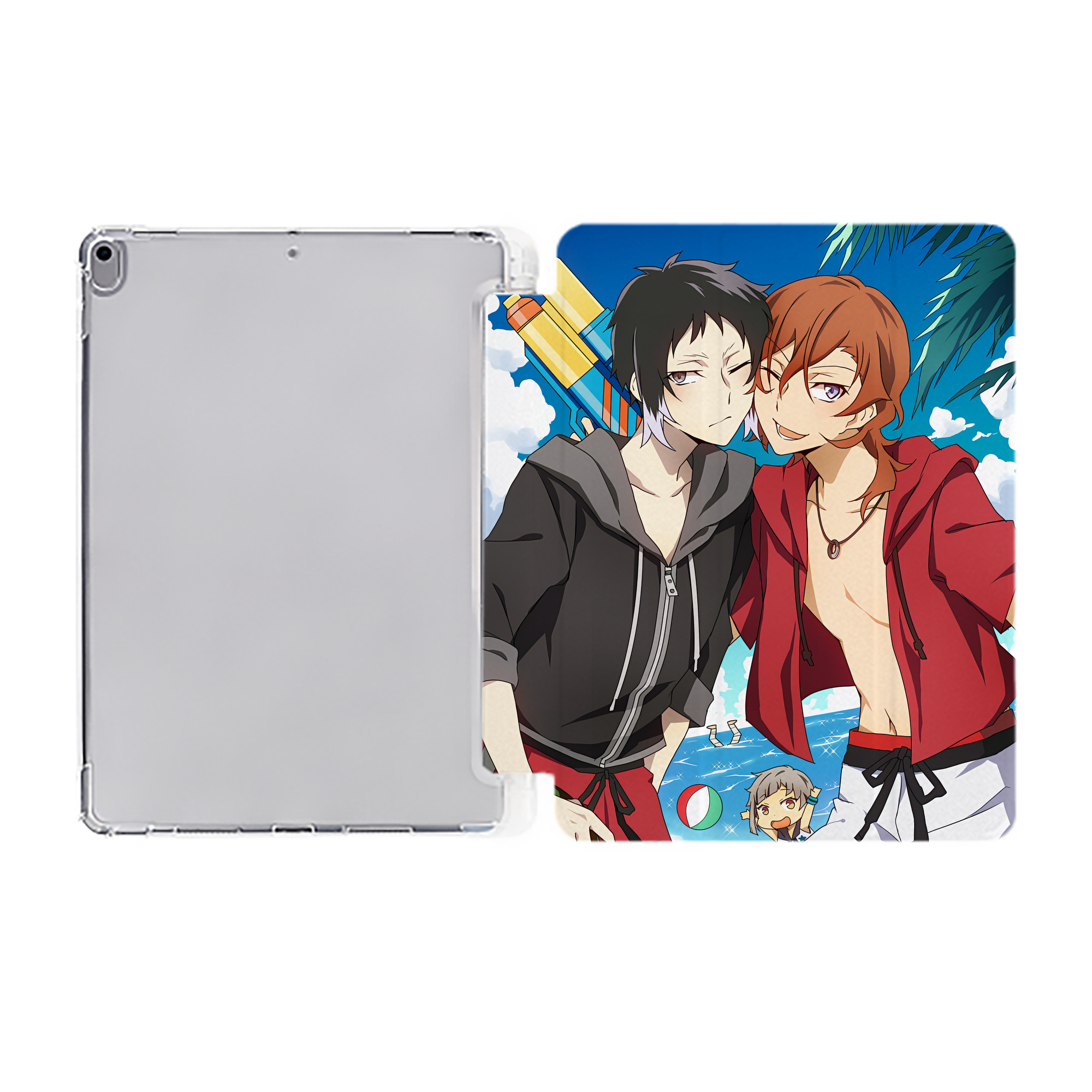 （画像用） 文豪ストレイドッグス Bungo Stray Dogs IPad ケース ペン収納付き 三つ折りスタンド PUレザー×シリコン 対応機種9.5/10.5/10.9インチ